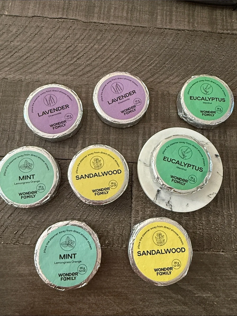 Shower Steamers Set — Lavender, Eucalyptus, Mint, Sandalwood